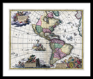 Old Map Of The Americas 1700 - Framed Print