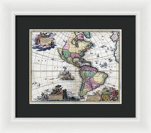 Old Map Of The Americas 1700 - Framed Print