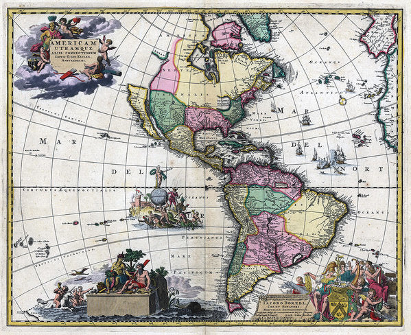 Map Of The Americas 1700 - Art Print