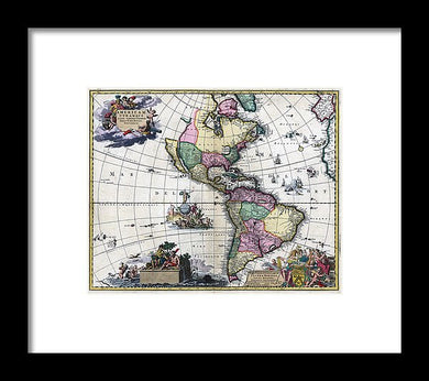 Old Map Of The Americas 1700 - Framed Print