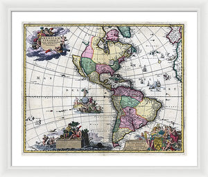 Old Map Of The Americas 1700 - Framed Print