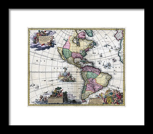 Old Map Of The Americas 1700 - Framed Print