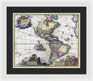 Old Map Of The Americas 1700 - Framed Print