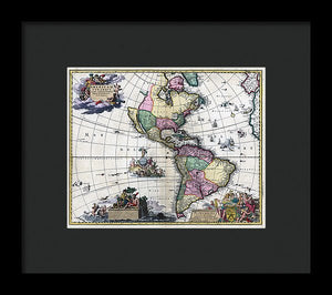 Old Map Of The Americas 1700 - Framed Print