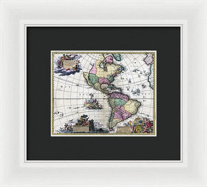 Old Map Of The Americas 1700 - Framed Print