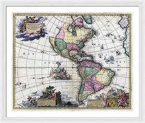 Old Map Of The Americas 1700 - Framed Print