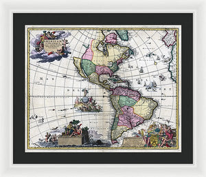 Old Map Of The Americas 1700 - Framed Print