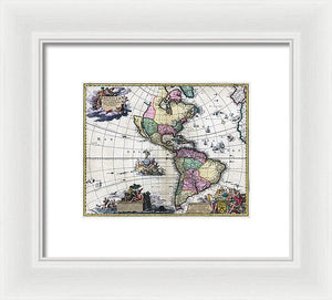 Old Map Of The Americas 1700 - Framed Print