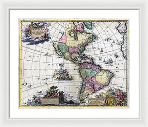 Old Map Of The Americas 1700 - Framed Print