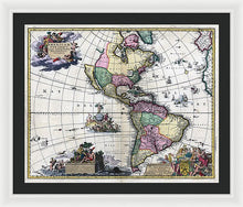 Load image into Gallery viewer, Old Map Of The Americas 1700 - Framed Print