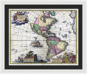 Old Map Of The Americas 1700 - Framed Print