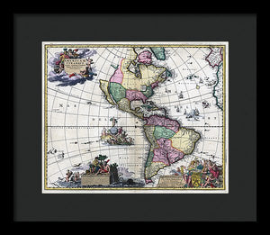 Old Map Of The Americas 1700 - Framed Print