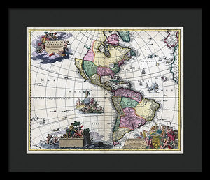 Old Map Of The Americas 1700 - Framed Print