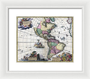 Old Map Of The Americas 1700 - Framed Print