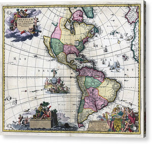 Old Map Of The Americas 1700 - Acrylic Print