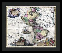 Load image into Gallery viewer, Old Map Of The Americas 1700 - Framed Print