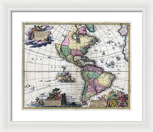 Old Map Of The Americas 1700 - Framed Print