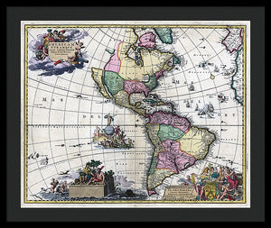 Old Map Of The Americas 1700 - Framed Print