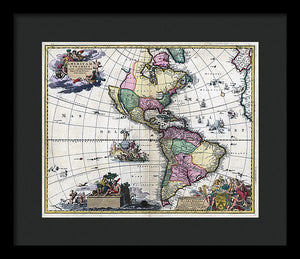 Old Map Of The Americas 1700 - Framed Print