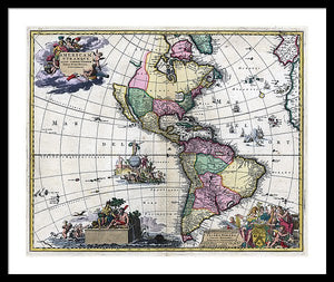 Old Map Of The Americas 1700 - Framed Print