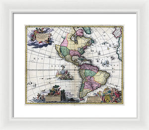 Old Map Of The Americas 1700 - Framed Print