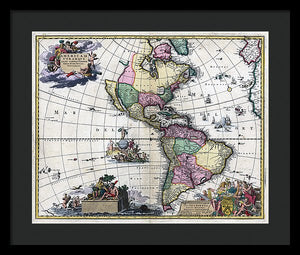 Old Map Of The Americas 1700 - Framed Print