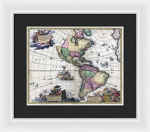 Old Map Of The Americas 1700 - Framed Print