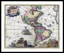 Load image into Gallery viewer, Old Map Of The Americas 1700 - Framed Print