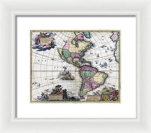 Old Map Of The Americas 1700 - Framed Print