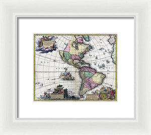 Old Map Of The Americas 1700 - Framed Print