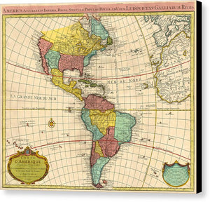 Old Map Of The Americas 1739 - Canvas Print