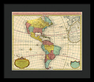 Old Map Of The Americas 1739 - Framed Print