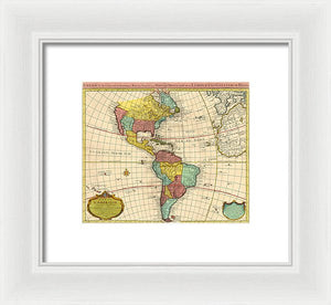 Old Map Of The Americas 1739 - Framed Print