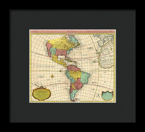 Old Map Of The Americas 1739 - Framed Print