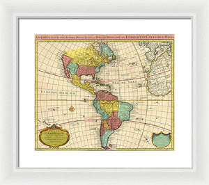 Old Map Of The Americas 1739 - Framed Print