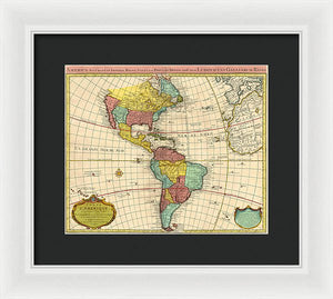 Old Map Of The Americas 1739 - Framed Print