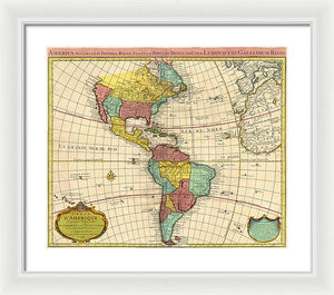 Old Map Of The Americas 1739 - Framed Print