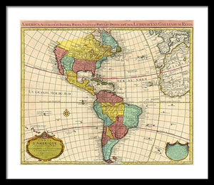 Old Map Of The Americas 1739 - Framed Print