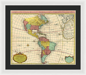 Old Map Of The Americas 1739 - Framed Print