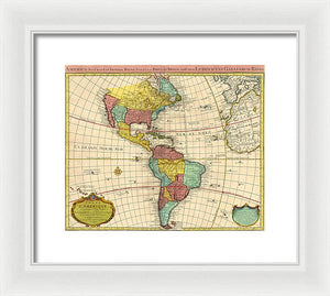 Old Map Of The Americas 1739 - Framed Print