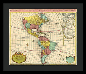 Old Map Of The Americas 1739 - Framed Print