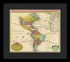 Old Map Of The Americas 1739 - Framed Print