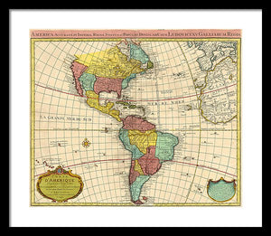 Old Map Of The Americas 1739 - Framed Print