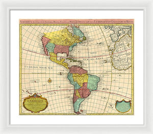 Old Map Of The Americas 1739 - Framed Print