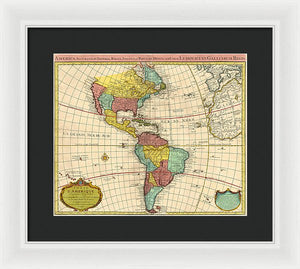 Old Map Of The Americas 1739 - Framed Print