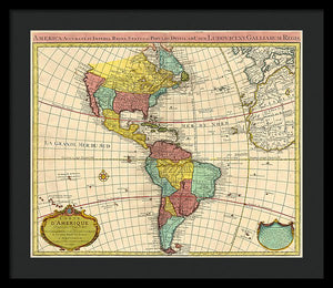 Old Map Of The Americas 1739 - Framed Print