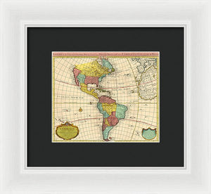 Old Map Of The Americas 1739 - Framed Print