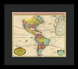 Old Map Of The Americas 1739 - Framed Print