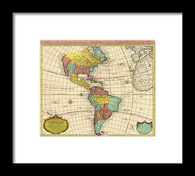 Old Map Of The Americas 1739 - Framed Print