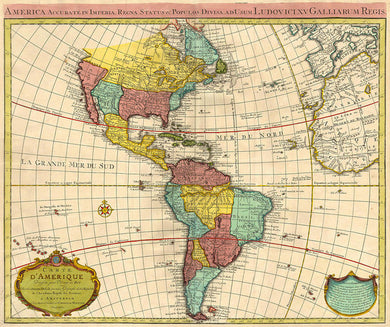 Map Of The Americas 1739 - Art Print